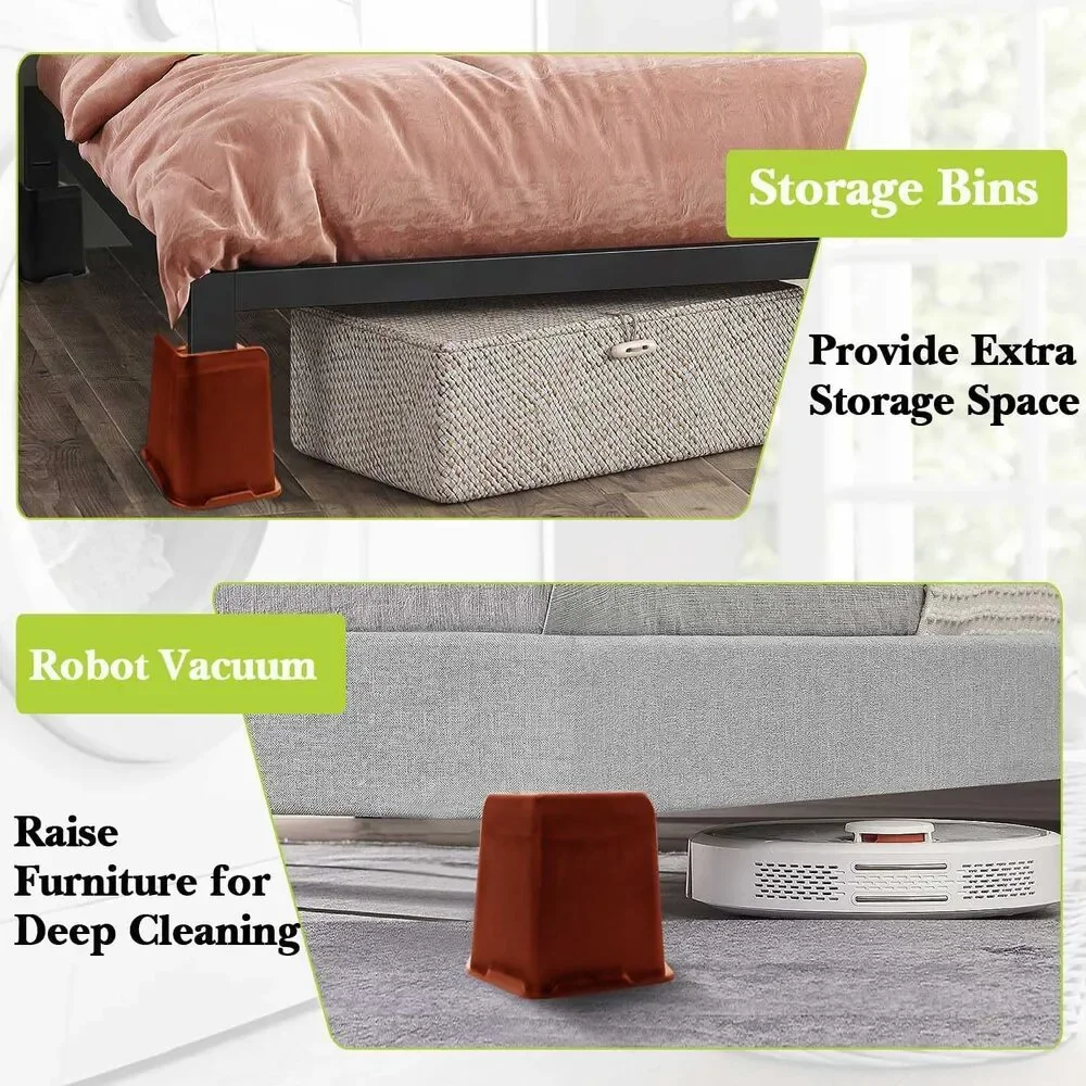 Bed Risers 6 inch Heavy Duty,  Couch Sofa Table Chair, 6000 Lbs (Brown 8 Pack)